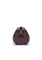 Brown leather pouch on a white background