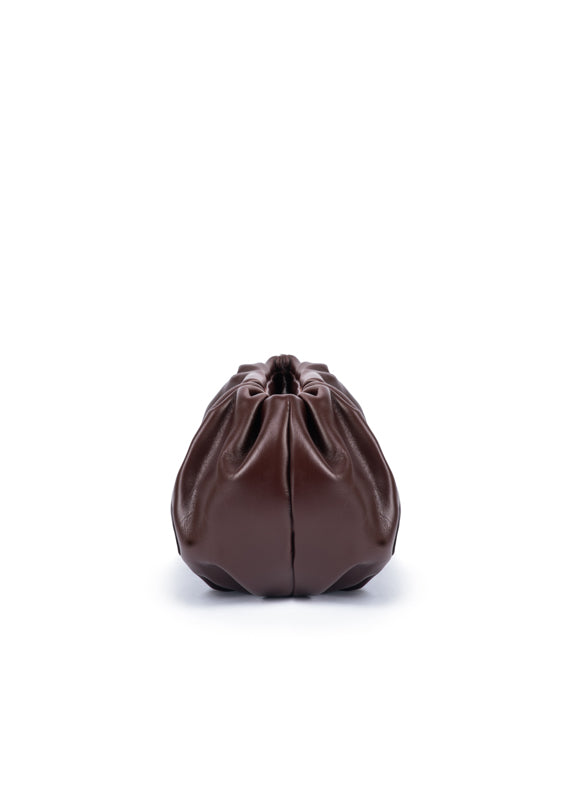 Brown leather pouch on a white background
